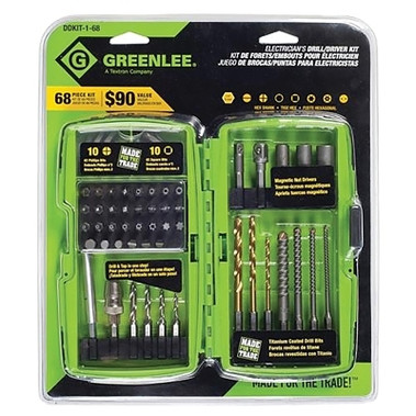 Greenlee 68-Piece Electricians Drill Driver Kit, 1/4 in Hex (1 EA / EA)