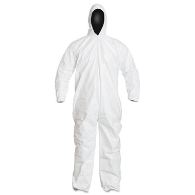DuPont Tyvek IsoClean Coverall with Attached Hood, White, Large (25 EA / CA)
