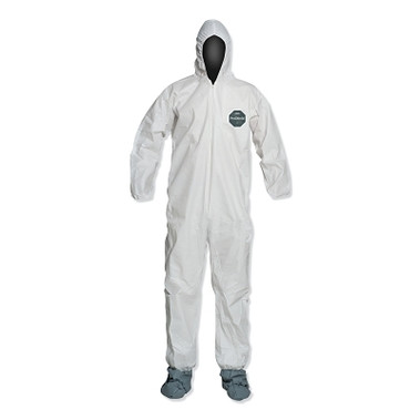 DuPont ProShield 50 Hooded Coveralls w/Attached Boots and Elastic Wrists, White, 5XL (25 EA / CA)