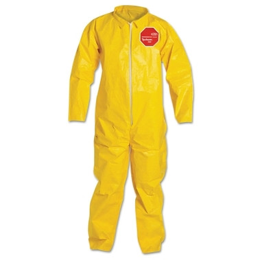 DuPont Tychem 2000 Coverall, Taped Seams, Attached Hood and Socks, Elastic Wrists, Front Zipper, Storm Flap, Yellow, 5X-Large (4 EA / CA)