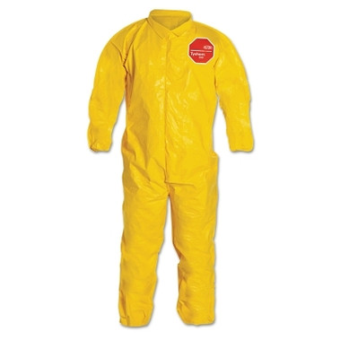 DuPont Tychem 2000 Coverall, Bound Seams, Collar, Elastic Wrists and Ankles, Zipper Front, Storm Flap, Yellow, Medium (12 EA / CA)