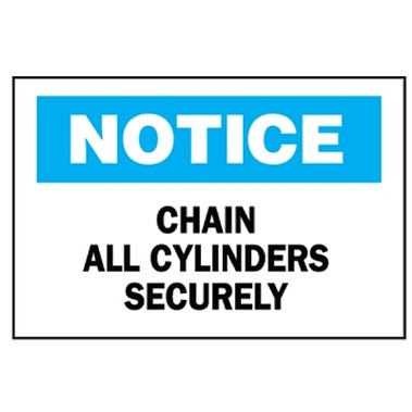 Brady Chemical & Hazardous Material Signs, Chain All Cylinders Securely, Plstc,Wht/Be (1 EA / EA) Brady Chemical & Hazardous Material Signs, Chain All Cylinders Securely, Plstc,Wht/Be (1 EA / EA)