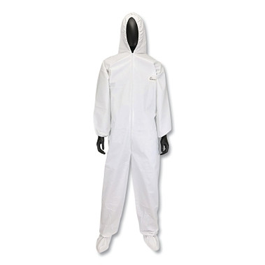 West Chester Posi-Wear BA Microporous Disposable Coveralls with Hood and Boot, White, Medium (25 EA / CA)