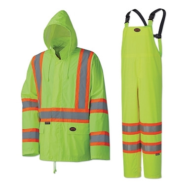 Pioneer 5598U/5599U 2-Piece Hi-Vis Lightweight Waterproof Suit, 0.35 mm, Yellow/Green, 3XL (1 EA / EA)