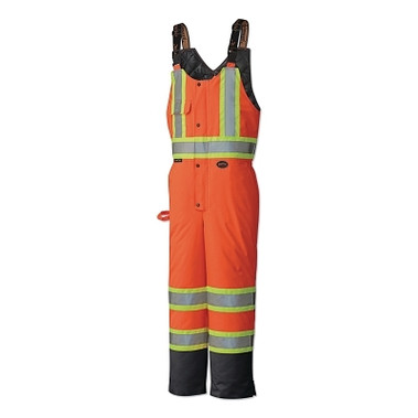 Pioneer 5040BBU/5041BBU HV Quilted Bib Pant, 300 Denier PU-Coated Polyester, Orange, Large (1 EA / EA)