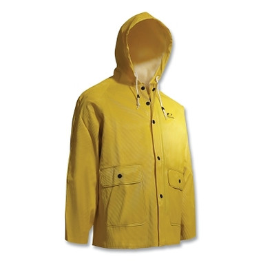 ONGUARD Webtex Rain Jacket, Attached Hood, 0.65 mm Thick, Heavy-Duty Ribbed PVC, Yellow, 3X-Large (1 EA / EA)