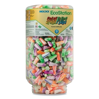 Moldex EcoStation Dispenser Snap-In Earplug Refill, Recyclable Bottle, Foam Earplugs, Multi-Colored Swirls/Streaks, SparkPlugs (500 PR / BX)