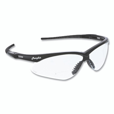 MCR Safety Memphis MP1 Safety Glasses, Clear, Polycarbonate Lens, Duramass Scratch Resistant Coating, Black Frame/Temple, 2.0 Diopter (12 EA / DZ)