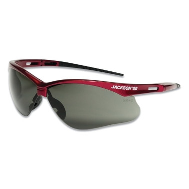 Jackson Safety SG Series Safety Glasses, Universal Size, Smoke Lens, Red Frame, Hardcoat Anti-Scratch (12 EA / CA)