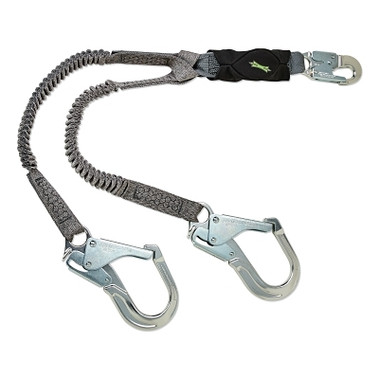 MSA V-Series Stretch Twin-Leg Energy Absorbing Lanyard, 310 lb, 6 ft, Lg Snap Hooks (1 EA / EA)