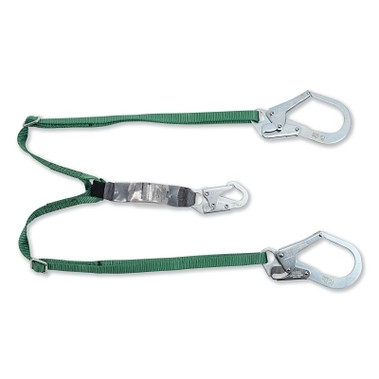 MSA V-Series Standard Twin-Leg Adjustable Shock Absorbing Lanyard, 6 ft, Large Snaphooks (1 EA / EA)