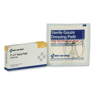 First Aid Only Sterile Gauze Pad, 3 in x 3 in (4 EA / BOX)