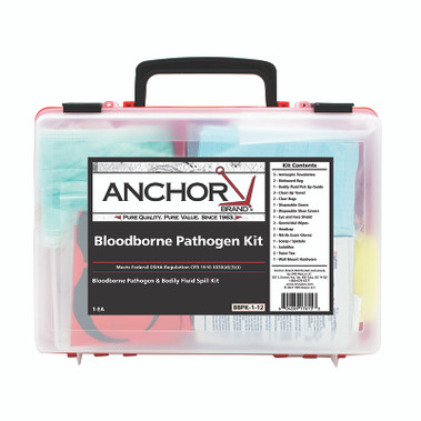 Anchor Brand Bloodborne Pathogen Kit, Blood Spill Clean-up, Plastic Case, Wall Mount Bracket (1 EA / EA)