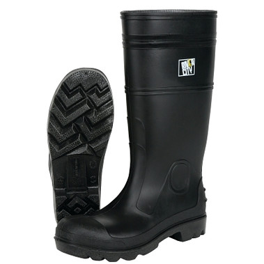 MCR Safety PVC Boot, Size 8, 16 in, Black (12 PR / DZ)