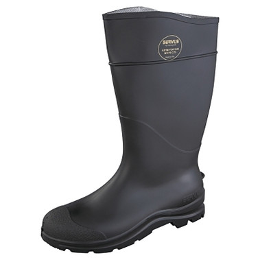 Servus CT Economy Knee Boots, Steel Toe, Size 12, 16 in H, PVC, Black (1 PR / PR)