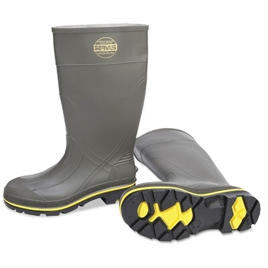 Servus Pro Knee-Length PVC Boot with Steel Toe, Size 12, 15 in H, Gray/Yellow/Black (1 PR / PR)