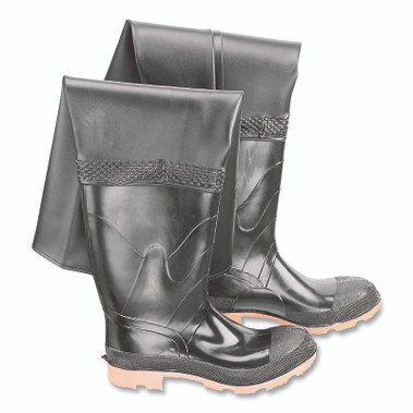 Dunlop Protective Footwear Storm King Steel Toe Thigh Waders, Men's 6, 27 in, Polyester/PVC, Black/Brown (1 PR / PR)