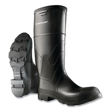 Dunlop Protective Footwear Economy Steel Toe/Midsole Rubber Boots, Men's 10, 16 in Boot, PVC, Black (1 PR / PR)