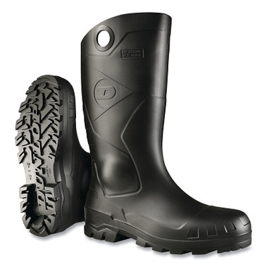 Dunlop Protective Footwear Chesapeake Rubber Boots, Plain Toe, Unisex 8, 16 in Boot, PVC, Black (1 PR / PR)