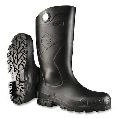 Dunlop Protective Footwear Chesapeake Rubber Boots, Steel Toe, Unisex 12, 16 in Boot, PVC, Black (1 PR / PR)
