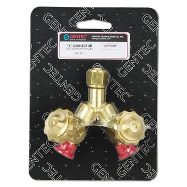 Gentec CGA Adapters and Valves, "Y" Connection, 200 PSI, Brass, 9/16 in - 18 (1 EA / EA)