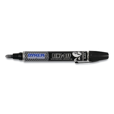 DYKEM RINZ OFF Water Removable Temporary Marker, Black, Broad Threaded Cap (12 EA / BX)