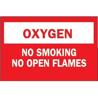 Brady Chemical & Hazardous Material Signs, Oxygen/No Smkg/No Open Flames, Plstc,Rd/Wt (1 EA / EA)