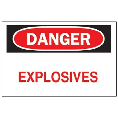 Brady Chemical & Hazardous Material Signs, Danger, Explosives, White/Red/Black (1 EA / EA)