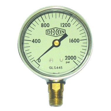 Dixon Valve 2 1/2 in Liquid Filled Gauge, 2,000 psi, Stainless Steel, 1/4 in NPT(M) (10 EA / BOX)