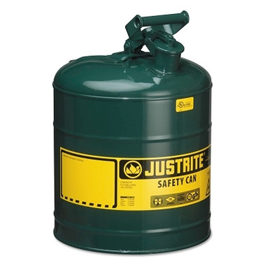 Justrite Type I Steel Safety Can, Oil, 5 gal, Green (1 EA / EA)