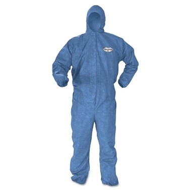 Kimberly-Clark Professional KleenGuard A60 Hooded Coveralls with Elastic Wrists and Ankles, Blue, Medium (24 EA / CA)