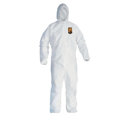 Kimberly-Clark Professional KleenGuard A45  Breathable Liquid & Particle Protection Elastic Wrist/Ankle Coveralls, White, M, Hood/Fr Zipper (25 EA / CA)