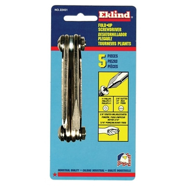 Eklind Tool Screwdriver Fold-Up Sets, Phillips; Awl; Slotted, 5 Piece (6 SET / CTN)