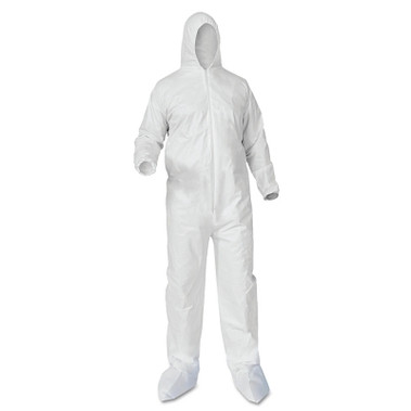 Kimberly-Clark Professional KleenGuard A35 Economy Liquid & Particle Protection Coveralls, Zipper Front/Hood/Boots/Elastic Wrists/Ankles, White, 3XL (1 CA  / CA)