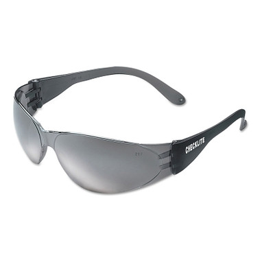 MCR Safety Checklite CL1 Frameless Safety Glasses, Polycarbonate Silver Mirror Lens, Duramass, Smoke Polycarbonate Temples (1 PR / PR)