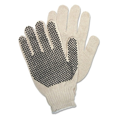MCR Safety PVC Dot String Knit Gloves, Small, 1-Sided Dots, Natural/Brown/Yellow (12 PR / DOZ)