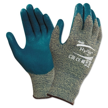 Ansell HyFlex 11-501 Nitrile Palm Coated Gloves, Size 10, Gray/Blue (12 PR / DZ)