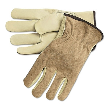 MCR Safety Unlined Drivers Gloves, Split Back/Cowhide, Small, Keystone Thumb, Beige/Brown (12 PR / DZ)