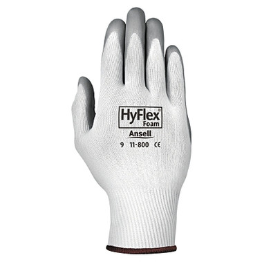Ansell HyFlex 11-800 Nitrile Foam Palm Coated Gloves, Size 9, Gray/White (12 PR / DZ)