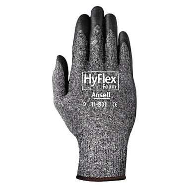 Ansell HyFlex Foam Gray Gloves, 10, Black/Gray, Nitrile Foam Palm Coated (12 PR / DZ)