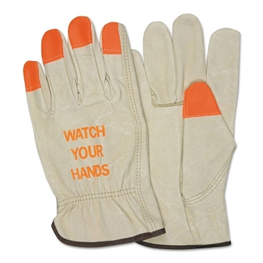 MCR Safety "Watch Your Hands" Drivers Gloves, X-Large, Beige/Hi-Vis Orange/Blue (12 PR / DZ)