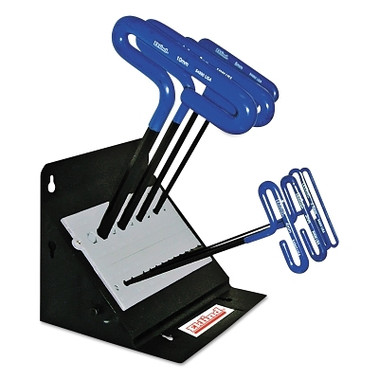 Eklind Tool Cushion Grip Hex T-Key Sets, 8 per stand, Hex Tip, Metric, 9 in Handle (1 SET / SET)