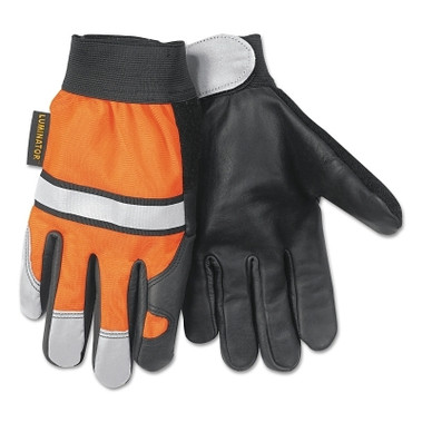 MCR Safety Luminator Multi-Task Gloves, Black/Silver/Orange, Small (12 PR / DOZ)