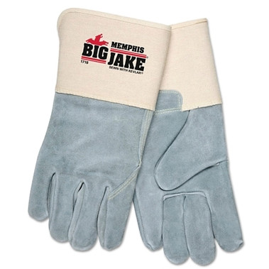 MCR Safety Big Jake Premium A+ Side Leather Palm/Full Leather Back Work Gloves, XL, 4-1/2 in Cuff, Jersey Palm Lining (12 PR / DOZ)