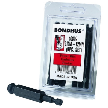 Bondhus BHX9MM 9PC. 3" METRIC BALLDRIVER POWER BIT S (1 SET / SET)