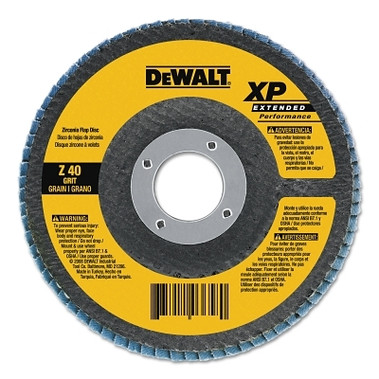 DeWalt XP Ext Perf Flap Disc, 4-1/2 in, 60 Grit, 5/8 in-11 Arbor, 13,300 RPM, T27 (10 EA / PK)