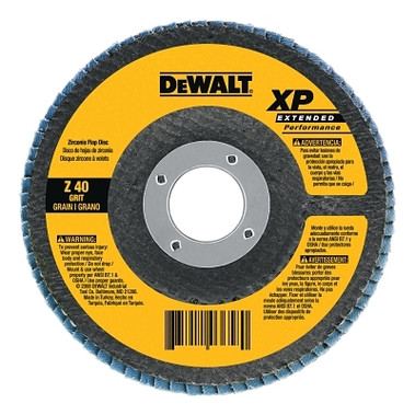 DeWalt Type 27 XP High Density Flap Discs, 7 in Dia, 5/8 in Arbor, 40 Grit, 8,700 rpm (5 EA / CA)