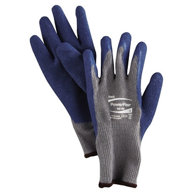 Ansell PowerFlex Gloves, Size 9, Blue/Gray (12 PR / DZ)