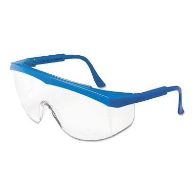MCR Safety Stratos Spectacles, Clear Lens, Polycarbonate, Scratch-Resistant, Blue Frame (12 EA / BOX)