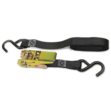 Keeper Ratchet Tie-Down Strap, S-Hooks, 1 in W, 10 ft L, 300 lb Load Cap, High Tension (4 EA / PK)